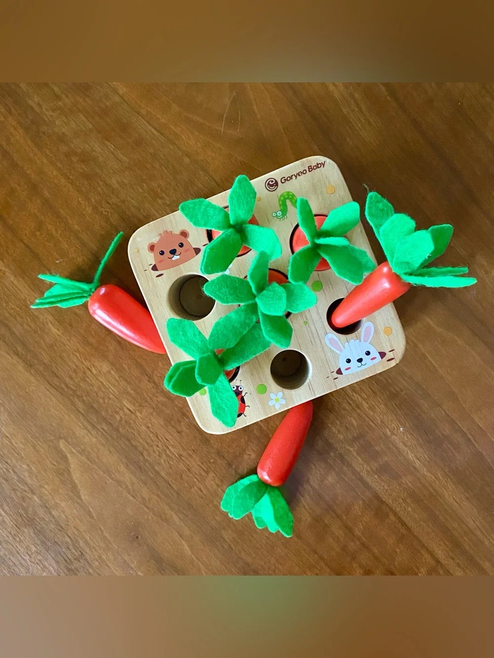 Montessori Wooden Carrot Harvest Toy for Toddlers 1-3, Shape Sorter